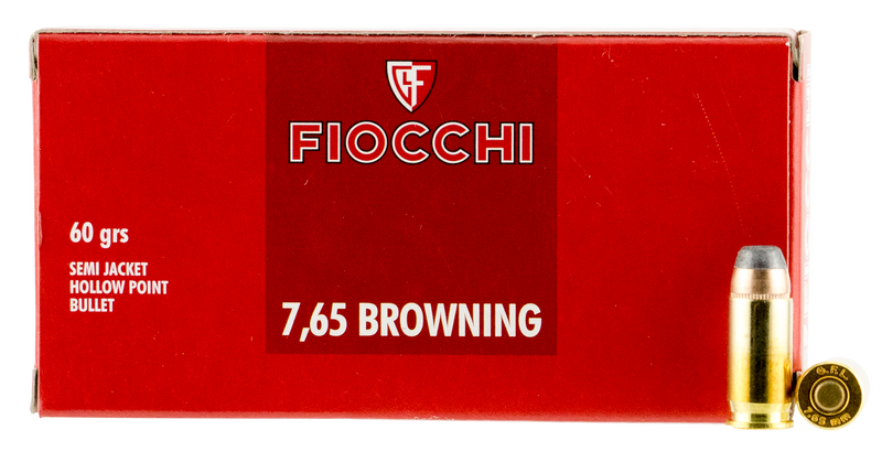 Fiocchi 32 ACP 60gr, 1100 fps Semi-Jacketed Hollow Point (SJHP) 50 Bx/20 Cs