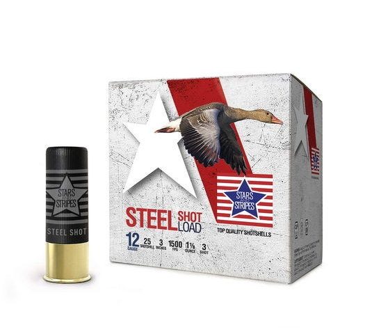 PPU Stars & Stripes Steel Shotshell 12-Gauge 3" Steel 1-1/8oz 3-Shot 25-Count