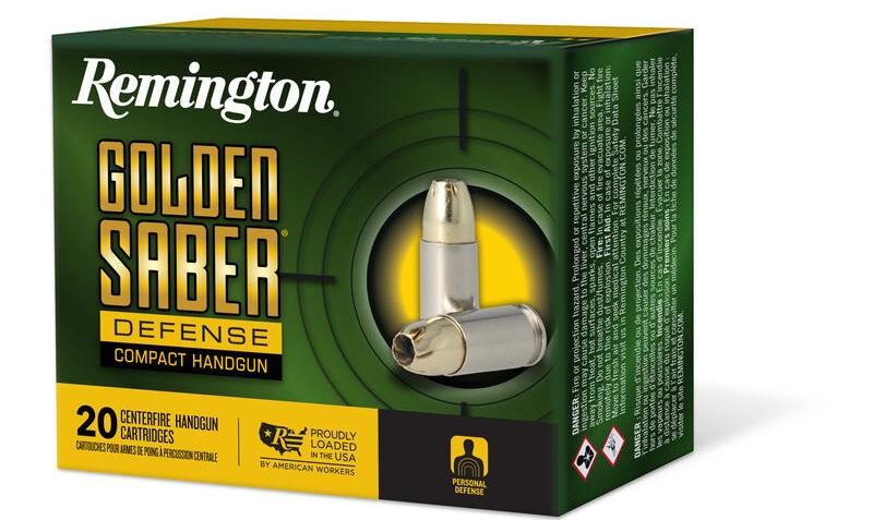 Remington Golden Saber Defense Compact 10mm Auto 180 Grain Brass-Jacketed Hollow Point Nickel Plated Brass Cased Centerfire Pistol Ammo, 20 Rounds, R21370