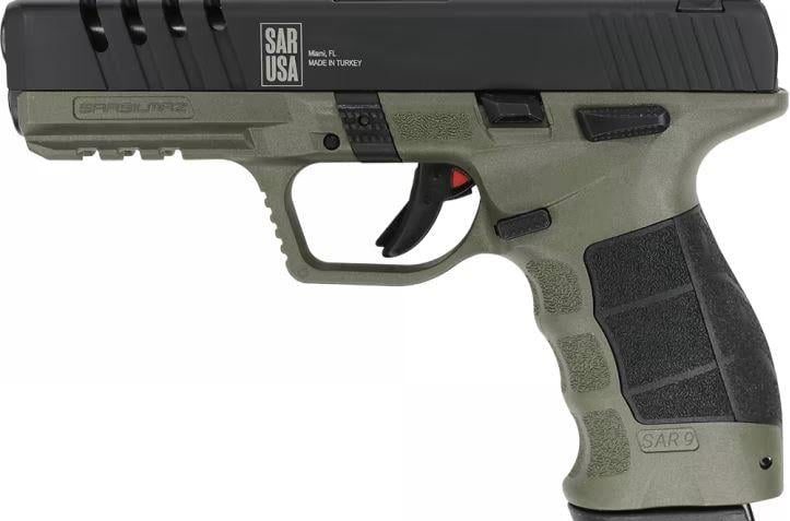 SAR USA Mete OD Green Black Slide 9mm 17 +1 with Red Dot