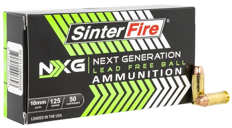 SinterFire NXG Lead Free Ball 10 mm 125 Grain Brass Cased Pistol Ammo, 50 Rounds, SF10125NXG