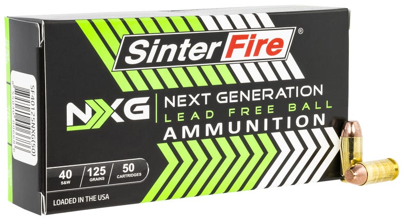 SinterFire NXG Lead Free Ball 40S&W 125 Grain Brass Cased Pistol Ammo, 50 Rounds, SF40125NXG