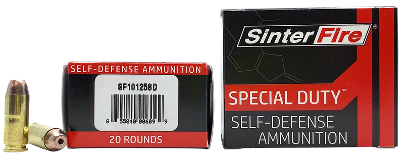 SinterFire Special Duty Self-Defense 10 mm 125 Grain Brass Cased Pistol Ammo, 20 Rounds, SF10125SD