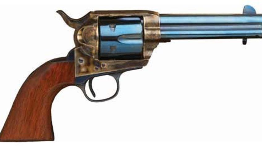 Cimarron P-Model 45 Long Colt, 4.75" Barrel, Case Hardened/Charcoal Blue/Walnut, 6rd