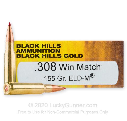 308 – 155 Grain ELD Match – Black Hills Gold – 20 Rounds