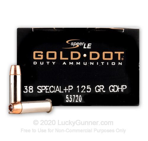 38 Special +P – 125 gr JHP – Speer Gold Dot – 50 Rounds