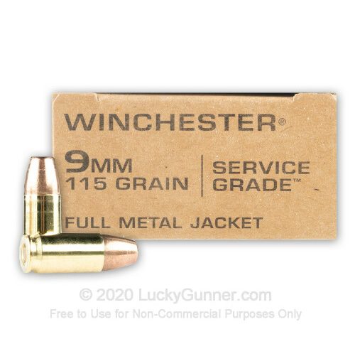 9mm – 115 Grain FMJ FN – Winchester Service Grade – 500 Rounds