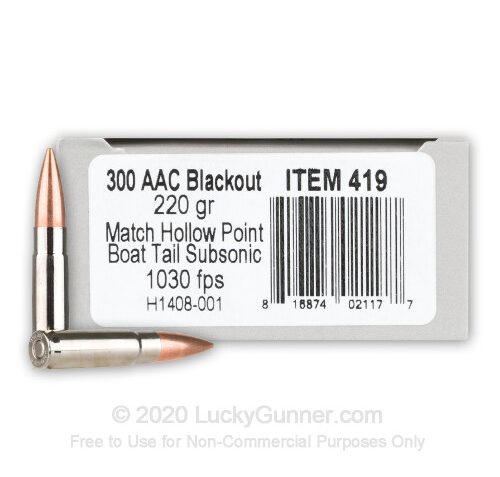 300 AAC Blackout – 220 Grain HPBT – Underwood Subsonic – 20 Rounds