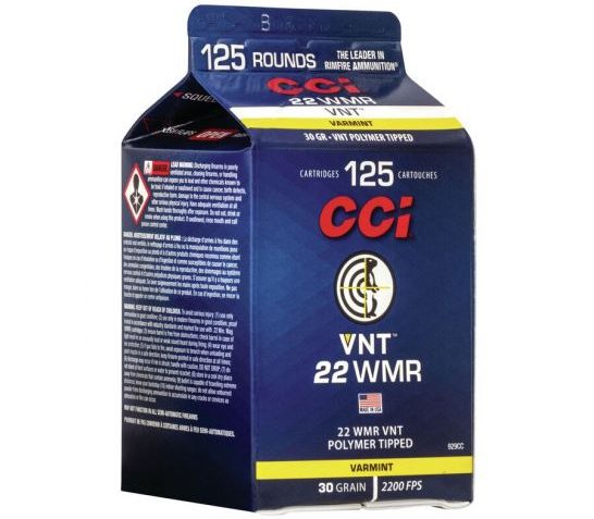 CCI Ammunition VNT .22 Winchester Magnum Rimfire 30 Grain VNT Rimfire Ammo, 125 Rounds, 929CC