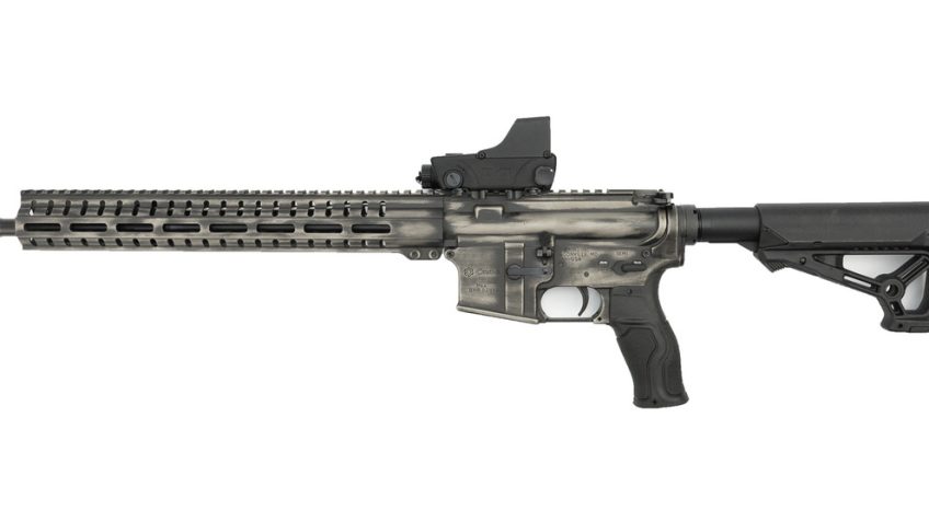 CMMG Resolute 100 5.56mm Semi-Auto Rifle with Battle Worn Titanium Cerakote Finish and Meprolight RDS Optic