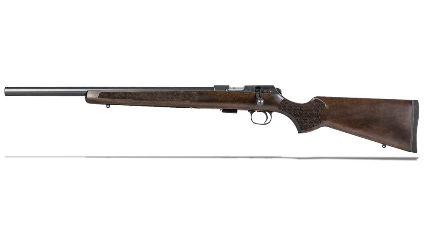 CZ-USA Varmint Left-Hand .22 LR 20″ 1/2×28″ Bbl Walnut Varmint-Style 5rd Rimfire Rifle w/11mm Dovetail 02392