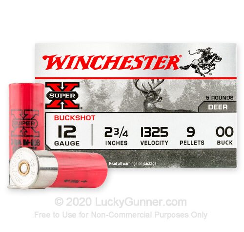 Winchester 12 Gauge 2 3/4″ 9 Pellets 00 Buck 5 Shells