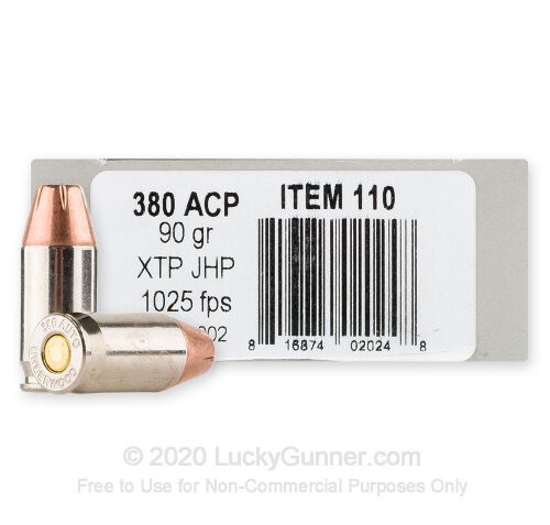 380 Auto – 90 Grain JHP XTP – Underwood – 20 Rounds