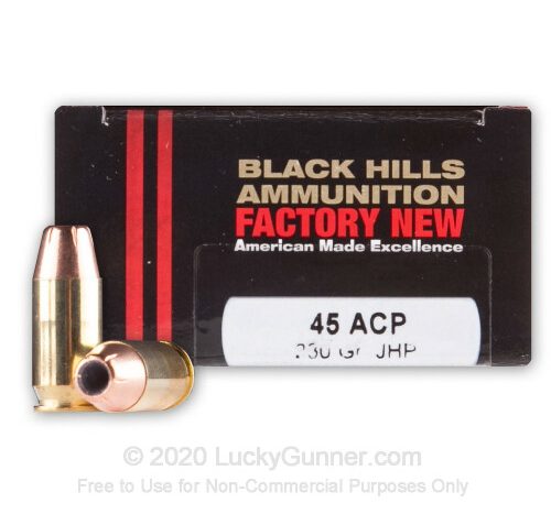 45 ACP – 230 Grain JHP – Black Hills – 20 Rounds