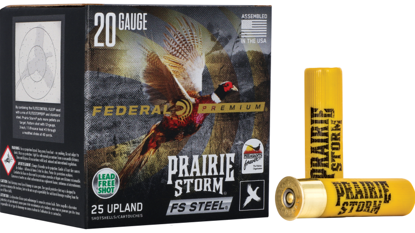 Federal Premium Prairie Storm FS Steel Upland Shotshells – 20 Gauge – #4 – 3” – 250 Rounds