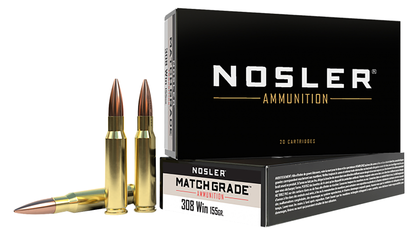 Nosler Match Grade Centerfire Rifle Ammo – .308 Winchester – 155 Grain