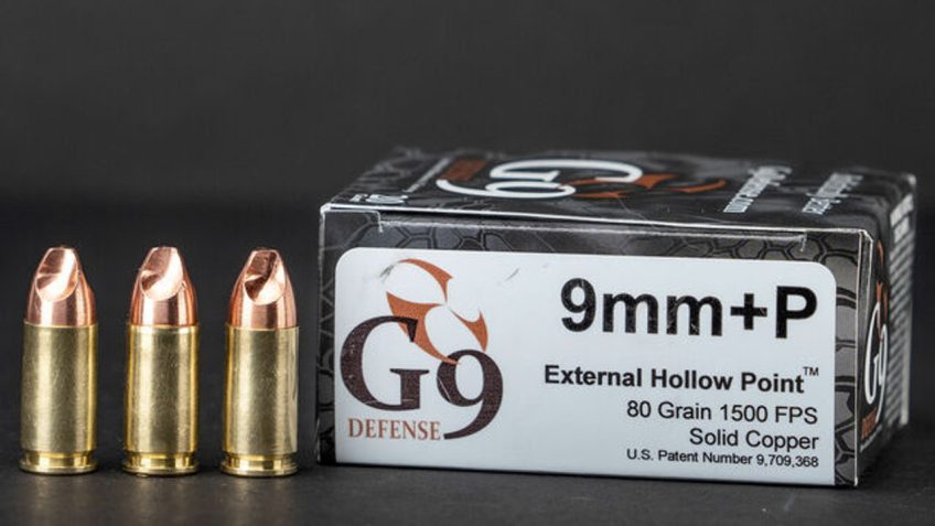 G9 Defense 9mm +P 80 Grain Hollow Point Brass Cased Pistol Ammo, 20 Rounds, E-9MMP-80A