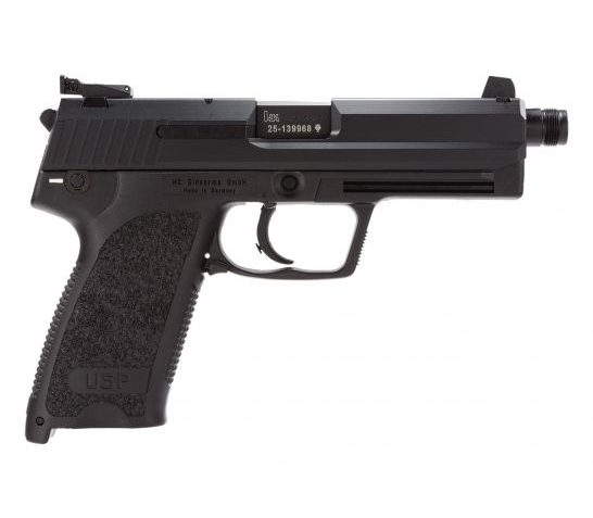 HK 81000350 USP Tactical V1 SA/DA 45 ACP Caliber with 5.09" Threaded Barrel, 12+1 Capacity, Overall Black Finish