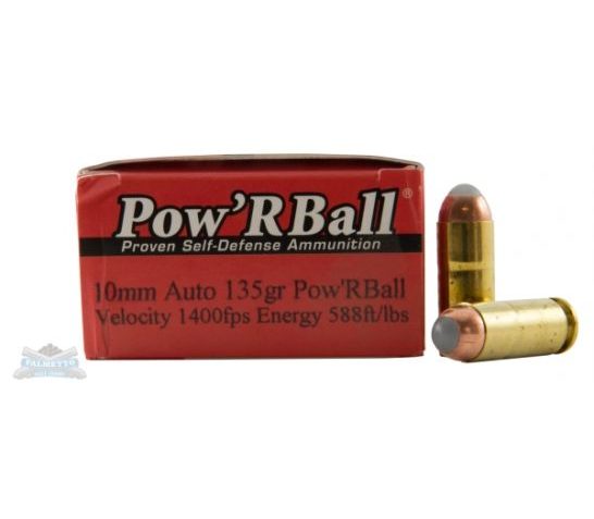 Glaser Pow’RBall Handgun Ammunition 10mm Auto 135 gr JHP 1400 fps 20/box, PB10135/20