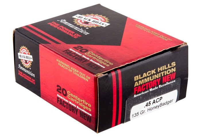 45 ACP – 135 Grain HoneyBadger – Black Hills – 20 Rounds