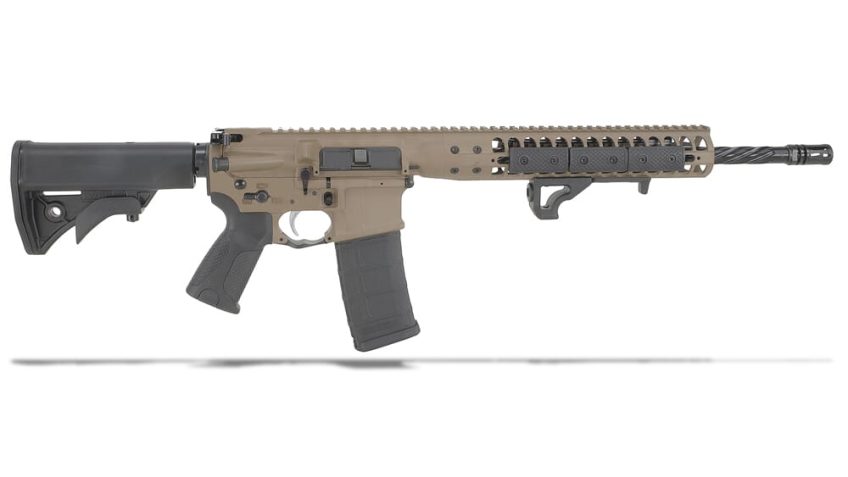 LWRC Individual Carbine 5.56mm NATO 16.1in Flat Dark Earth Anodized Semi Automatic Modern Sporting Rifle – 30+1 Rounds