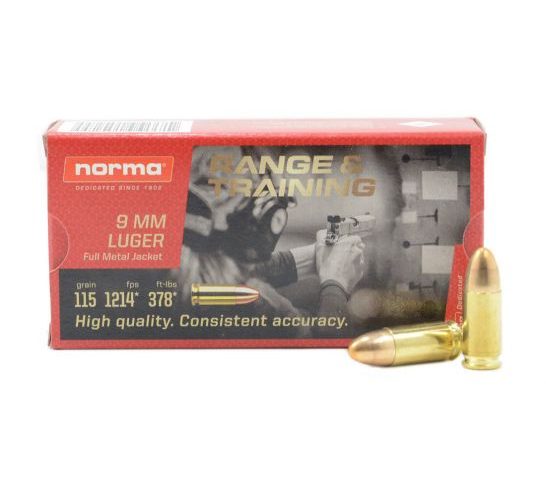 Norma Range & Training FMJ 9mm Luger 115gr Pistol Ammo (50/box) 620240050