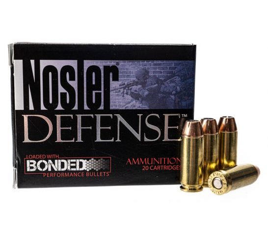 Nosler Defense, 10mm, 200 Grain, BJHP, Brass Cased, Centerfire Pistol Ammunition, 20 Rounds, 39156