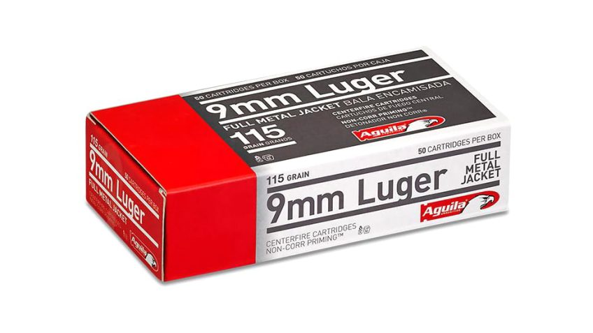 Aguila Ammunition Handgun Ammo 9mm Luger 115 gr FMJ 1150 fps 1000/ct Case, 1E097704C