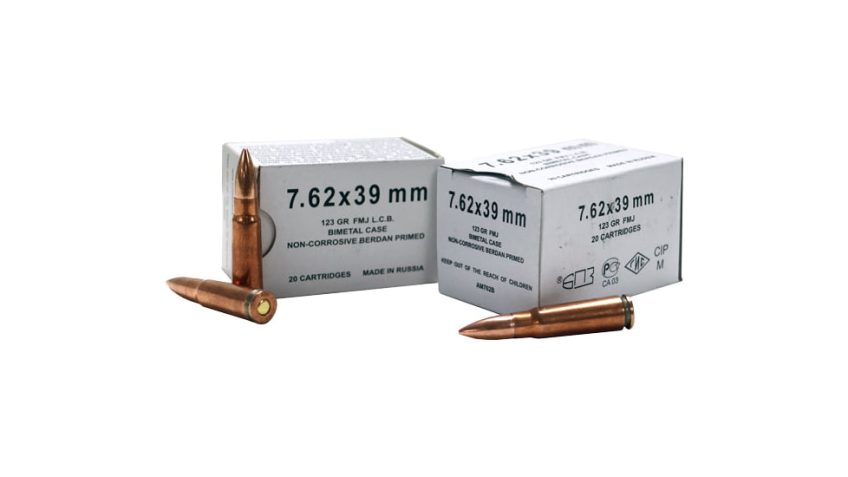 Bear Ammunition Barnaul, 7.62x39mm, 123 Grain, Full Metal Jacket, Centerfire Rifle Ammo, 500 Rounds, AM762B