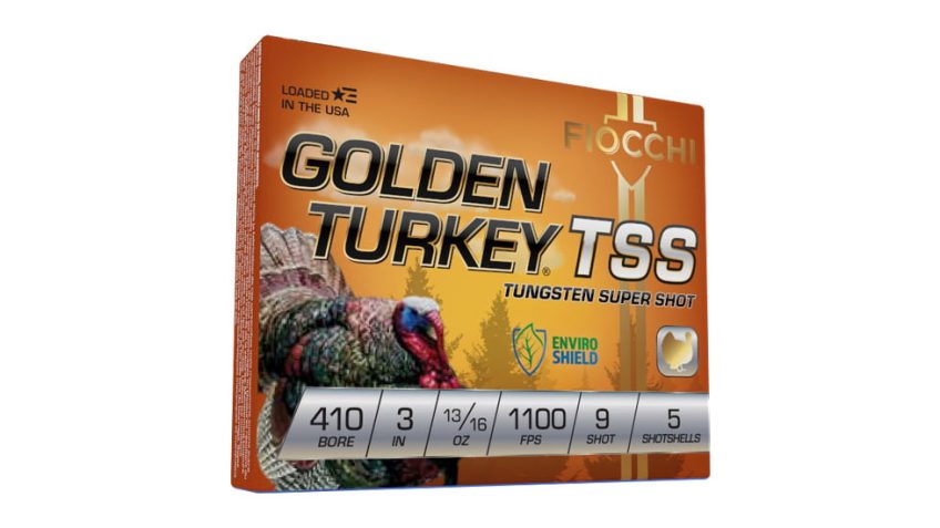 Fiocchi Golden Turkey Tss .410 13/16oz 3in 1100fps 9 Shot Centerfire Shotgun Ammunition, 5 Rounds, 410TSS9