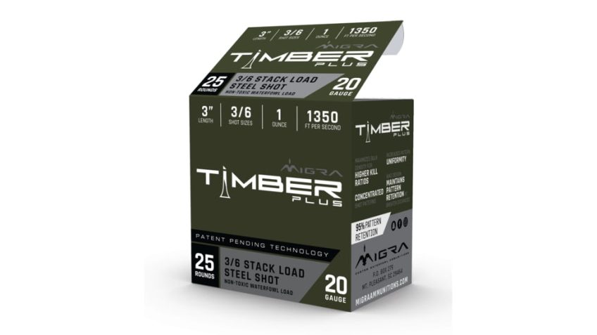 Migra Timber Plus 20 Gauge 1 oz 3 in 1400 ft/s #3 Steel/ #6 Bismuth Staxd Load Centerfire Shotgun Shot Ammo, 25 Rounds, M-20SB3-6