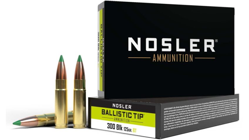 Nosler .300 AAC Blackout, Ballistic Tip , 125 grain, Brass Cased, 20 Rounds, 61032