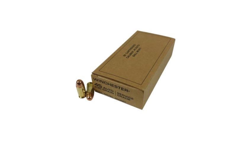 Winchester Military Service Grade Handgun Ammo .45 ACP 230 gr FMJ 865 fps 500/case, SG45WC