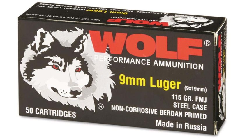 Wolf, 9mm, FMJ, 115 Grain, 50 Rounds