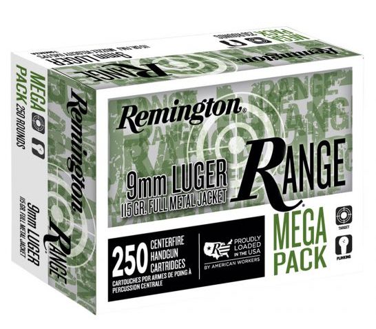 9mm – 115 Grain FMJ – Remington Range – 250 Rounds