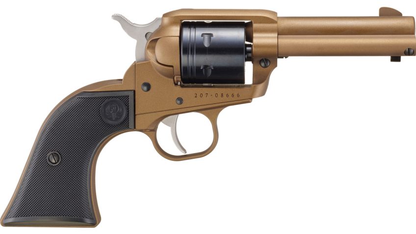 Ruger Wrangler 22 LR, 3.75" Barrel, Burnt Bronze Cerakote, Black Checkered Grip, 6rd