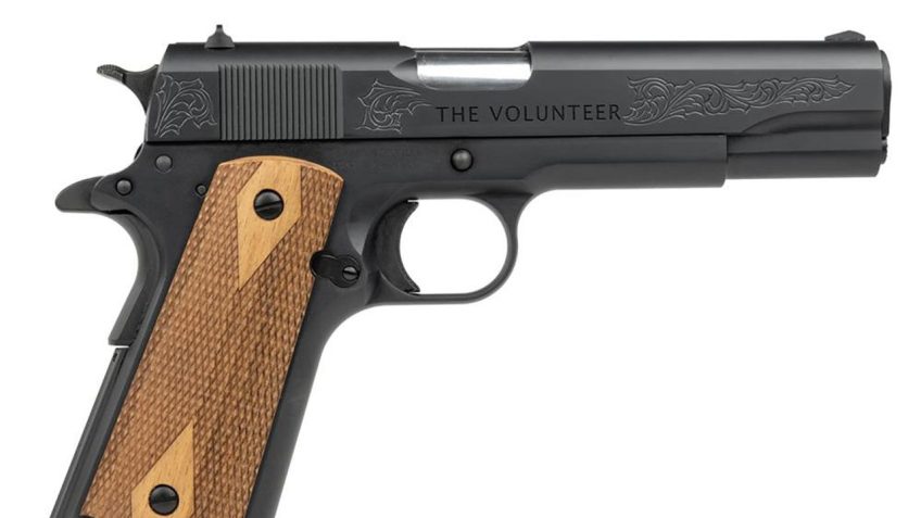 Sds 1911 The Volunteer 45 ACP, 5" Barrel, Engraved Slide, Wood Panel Grips, 7rd