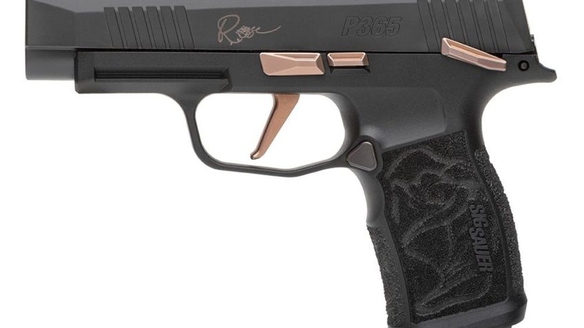 Sig P365XL Rose 9mm, 3.1" Barrel, Compensated Slide, Rose Gold, Grip Engraving, 12rd