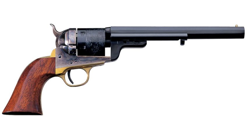 Uberti 1851 Navy Conversion Open-Top .38 Spl 7.5″ Bbl C/H Frame Brass B/S & T/G 6rd Revolver 341360