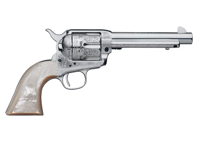 Uberti 1873 Cattleman Engraved NM .45 Colt 5.5″ Bbl SS Finish Pearl Grip 6rd Revolver 356177