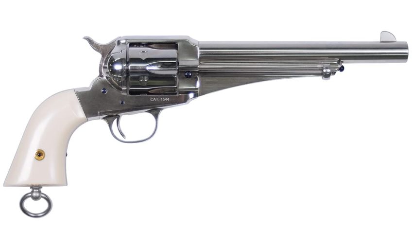 Uberti 1875 Single Action Army Outlaws & Lawmen “Frank” .357 Mag 7.5″ Bbl F/N Plated Steel Revolver 356723