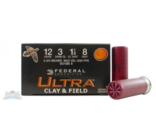 FEDERAL ULTRA CLAY & FIELD TARGET 12GA 25rds 2.75" 3DE 1-1/8OZ #8 SHOTSEHELL AMMUNITION