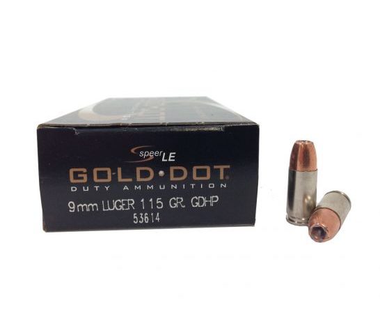 9mm – 115 Grain JHP – Speer Gold Dot  – 50 Rounds