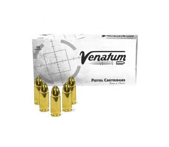 Venom 9mm 115 Grain Full Metal Jacket Centerfire Pistol Ammo, 50 Rounds, Venom9mm115