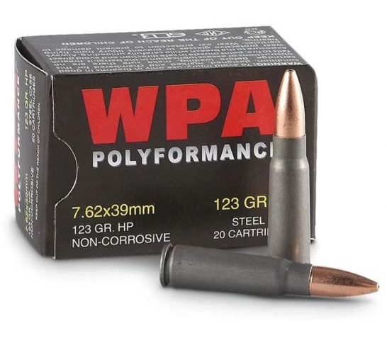 Wolf Ammo Military Classic Centerfire Rifle Ammo, 7.62x39mm, 124 grain, Full Metal Jacket, BiMetal Case, 20 Rounds, MC762BFMJ-BX