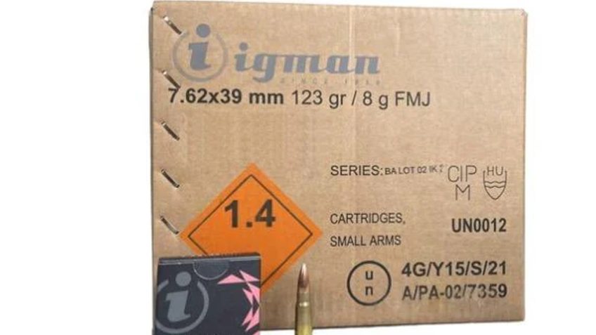 Igman Centerfire Rifle 7.62x39mm 123gr, FMJ, 840rd (15Bx)