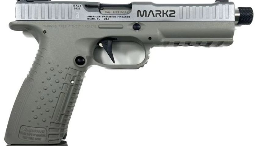 Arsenal Firearms Strike One Mark II Pistol – Silver / Stainless  9Mm  5.5" Threaded Barrel  2 X 17Rd Mags  Straight Trigger  Fiber Optic Front Sight ASS1MII-9-SL-17