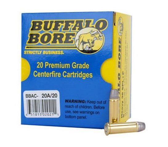 Buffalo Bore Ammunition 20A20 Heavy Strickly Business 38 Special +P 158 GR Soft Cast Hollow Point 20 Per Box/ 12 CS 20A/20