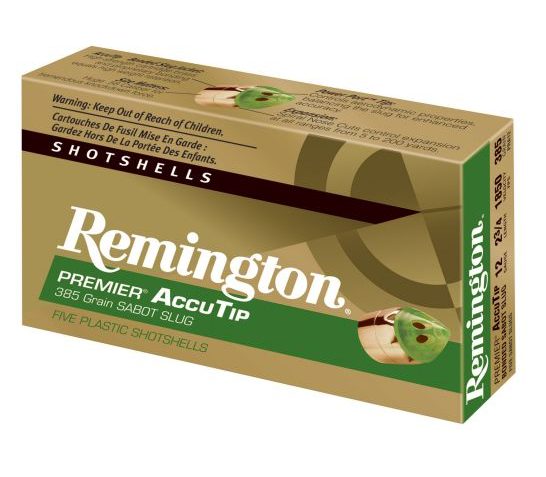 Remington Ammunition 20727 Premier Accutip  12 Gauge 2.75" 385 GR 1850 Fps Sabot Slug Shot 5 Bx/20 CS PRA12