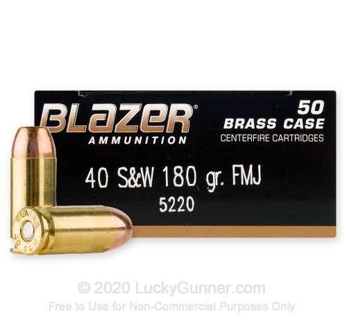 CCI Blazer Brass Handgun Ammunition .40S&W 180 GR FMJ 1050 fps 1000/ct 5220BK